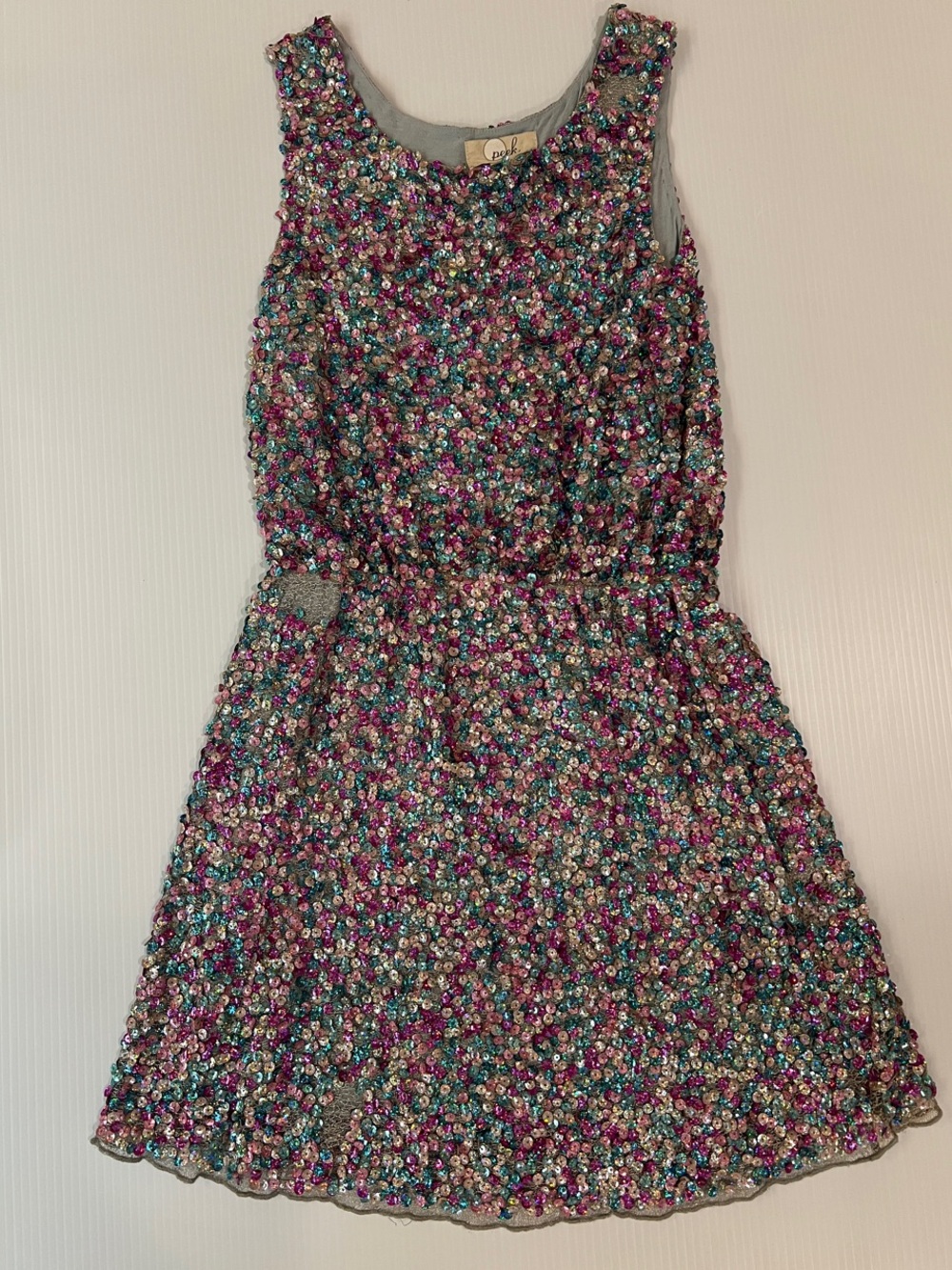 Peek Girls Sequined Multicolor Sleeveless Party Dress in Size Large (8)